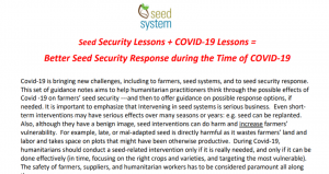 Covid-19 and seeds