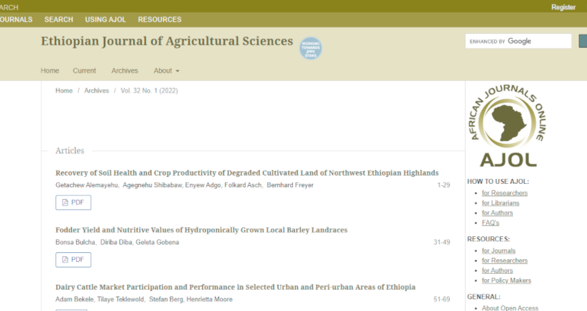© Ethiopian Journal of Agricultural Sciences